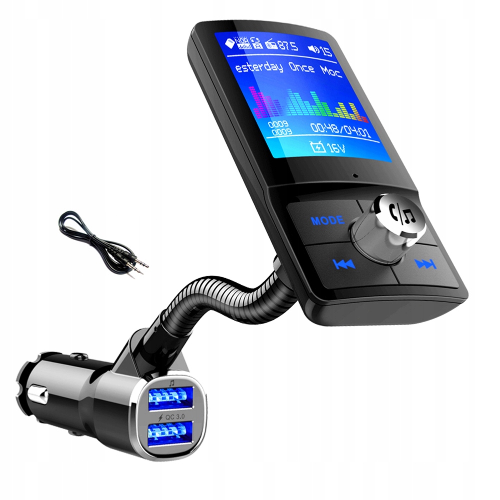 Transmiter Bluetooth FM Ładowarka USB Quick Charge Model BC43-Black