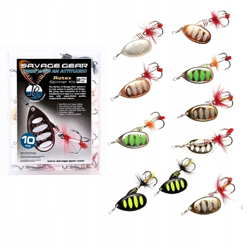 Savage Gear Zestaw obrotówek Rotex Spinner rozm. 3a, 3 10 szt.