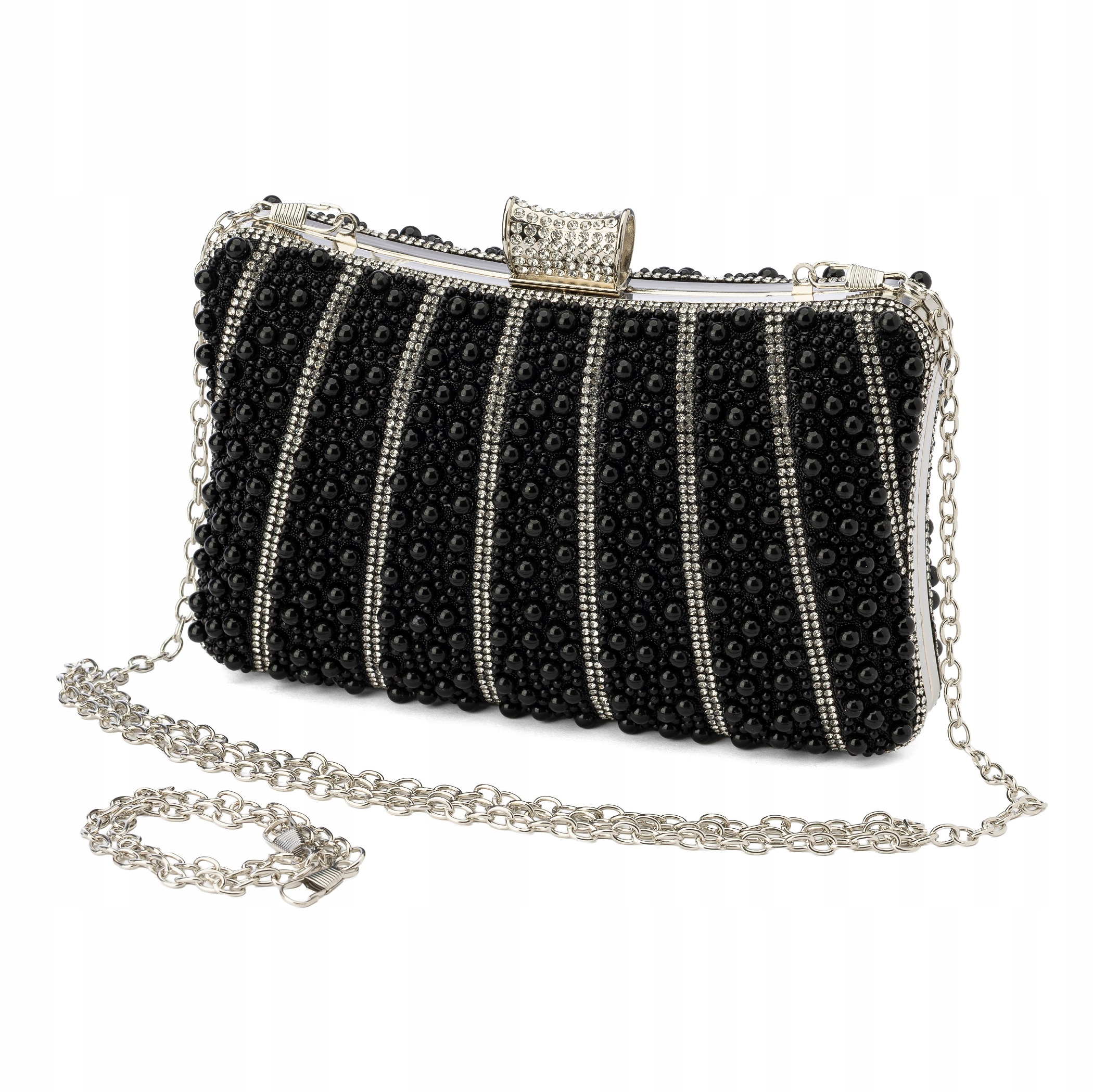 Dámská kabelka, večerní krabička s psaníčko na řetízku, černá