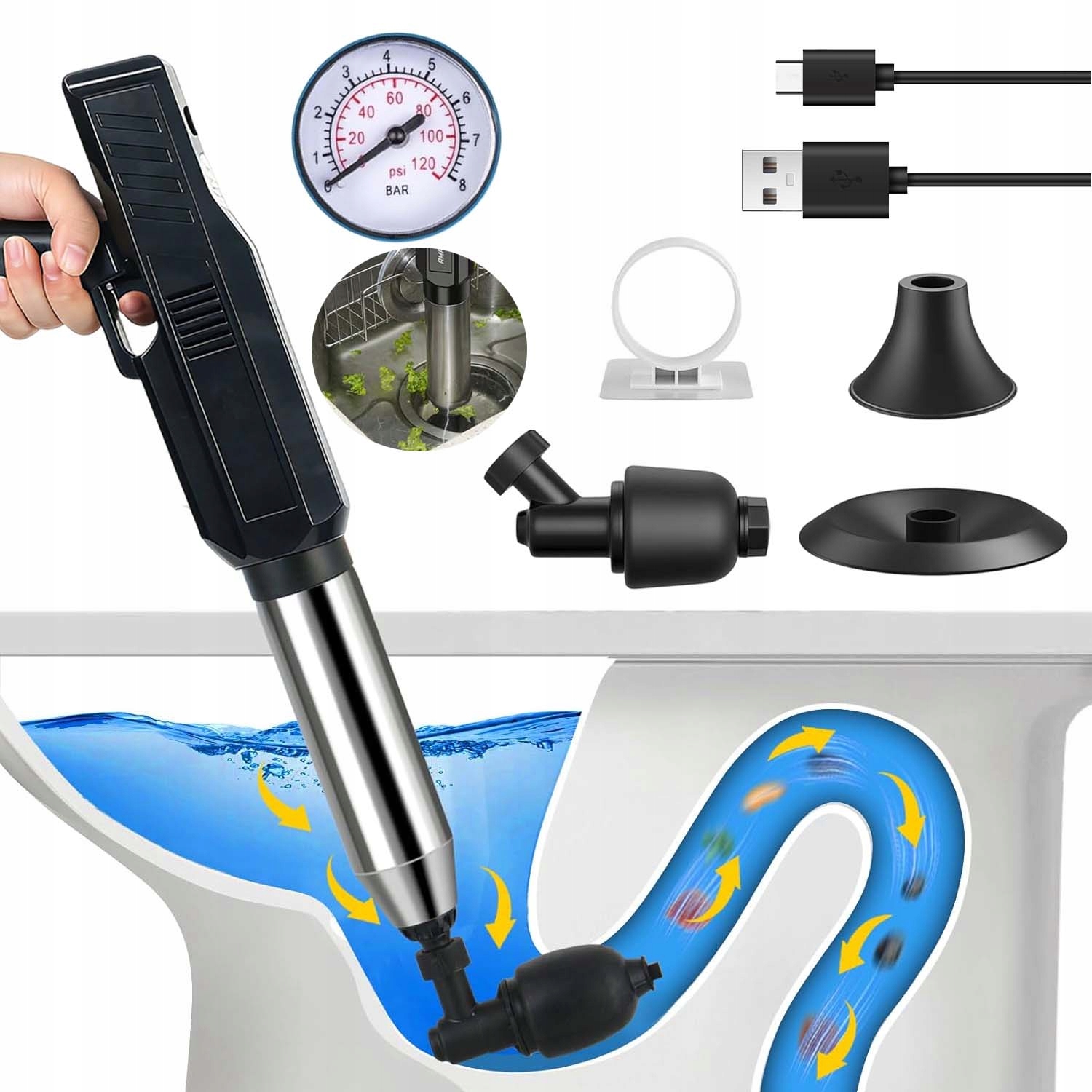 Elektrický Tlakový Dráždič Tlakový Nástroj Toalety Umyvadla Kanalizace