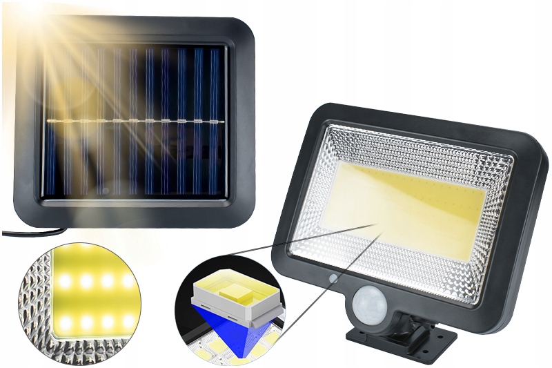LAMPA LED Z PANELEM SOLARNYM Z CZUJKĄ RUCHU IP65 Źródło światła LED