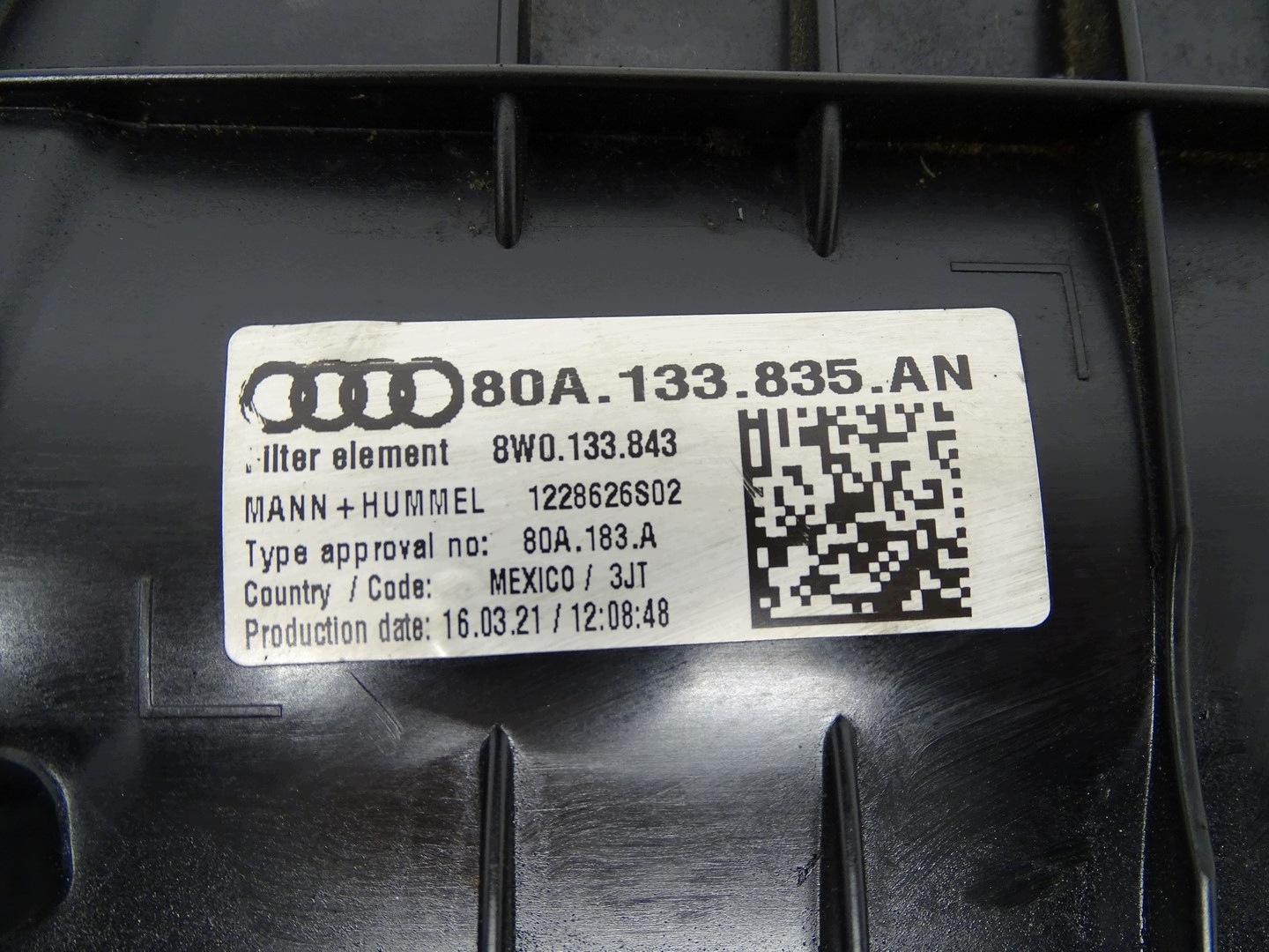 Gehäuse filter luft AUDI Q5 80A 80A133835AN