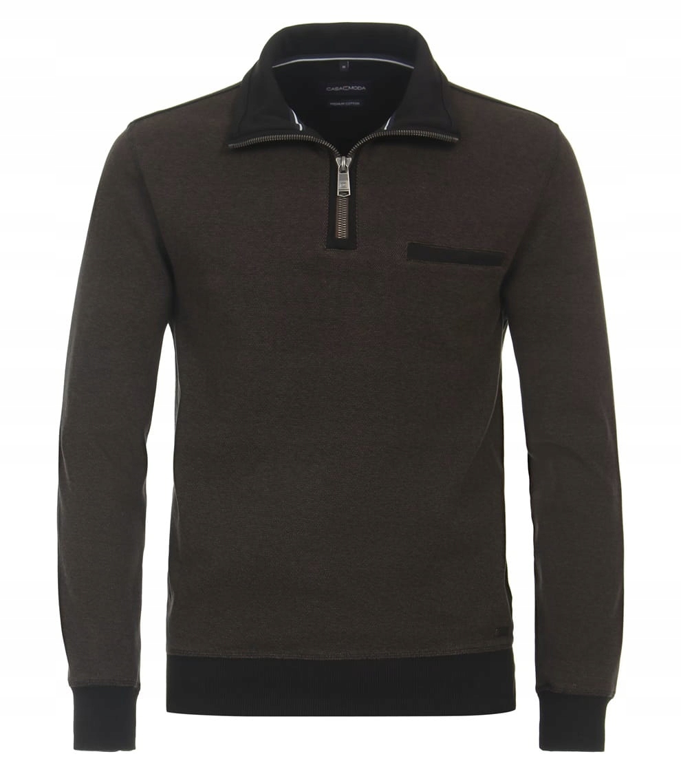 Pánská Mikina Elegantní s zipem Hnědá Casamoda Velké velikosti 6XL