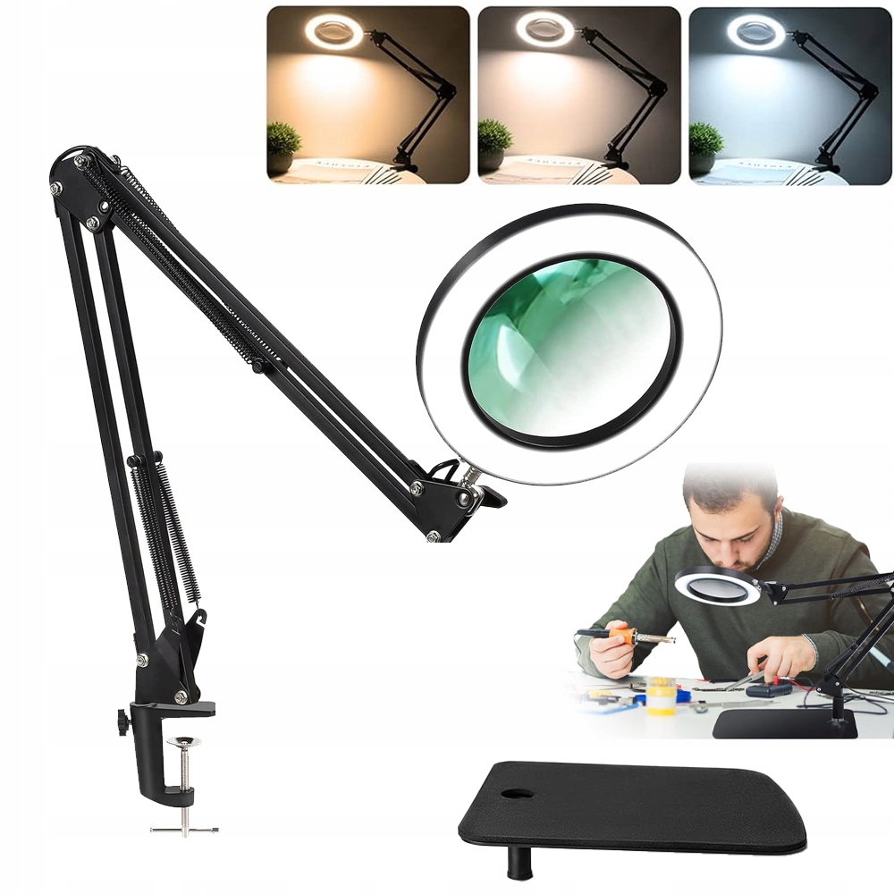 Led Lampa Kosmetická Lupa Sklo Zvětšující Kreslicí Stolní Lampa