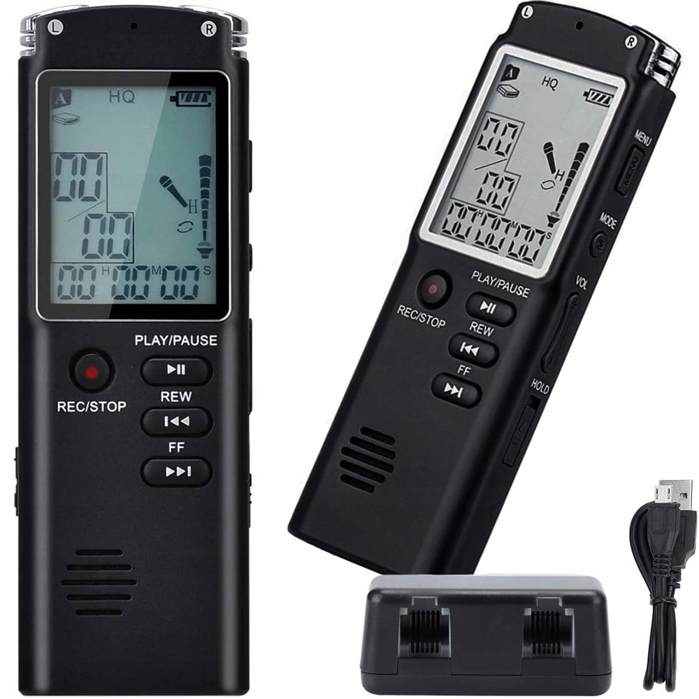 Digitální Diktafon LCD Přehrávač MP3 Odposlech 8 Gb Citlivý Mikrofon Sluchátka
