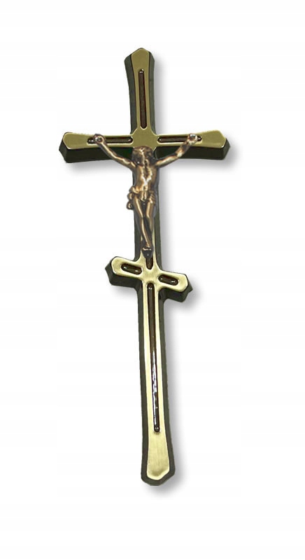 Maltézský pravoslavný kříž 25 cm s proužkem 8 cm, mosazný odlitek, žluto-černý