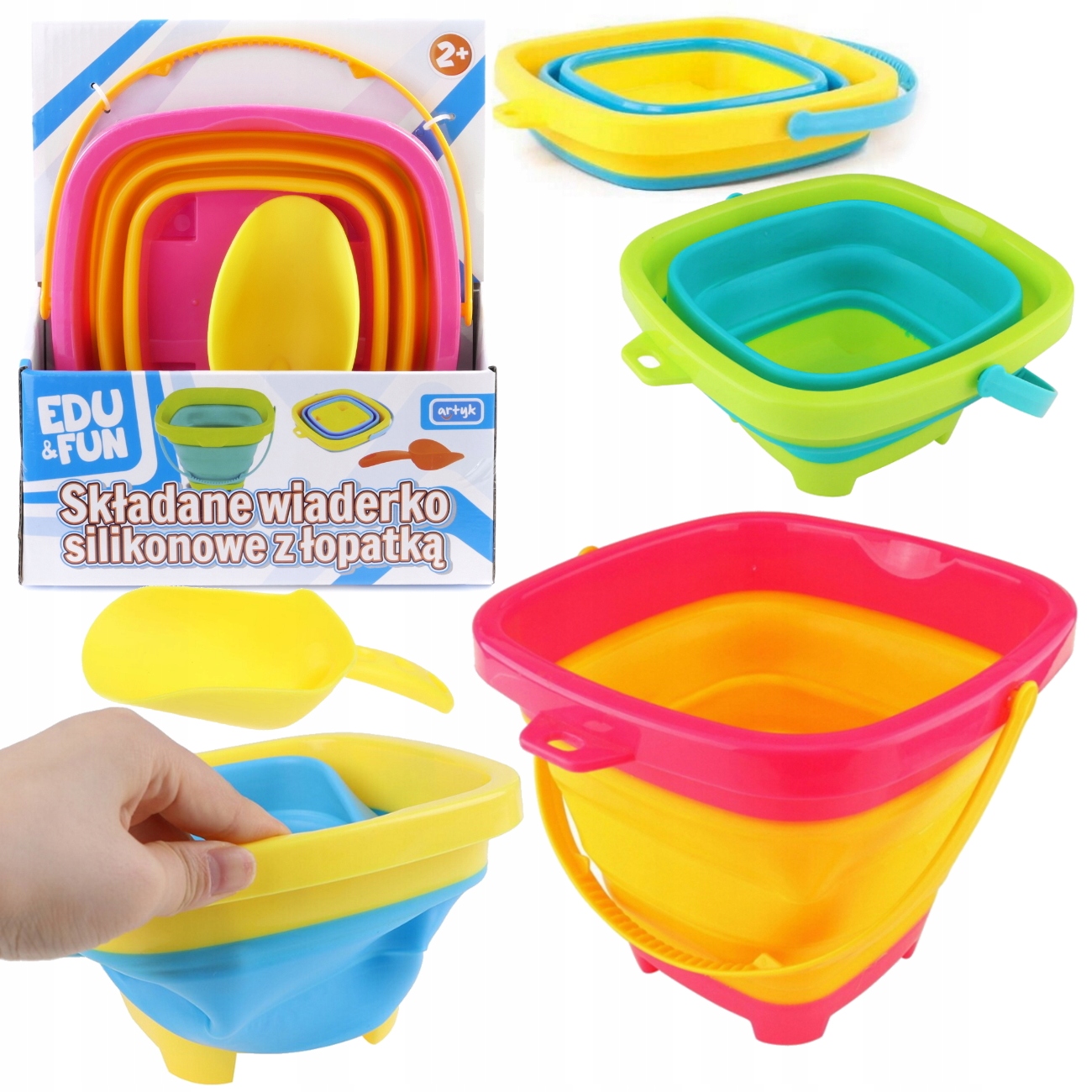 WIADERKO DO PIASKU SILIKONOWE SKŁADANE + ŁOPATKA