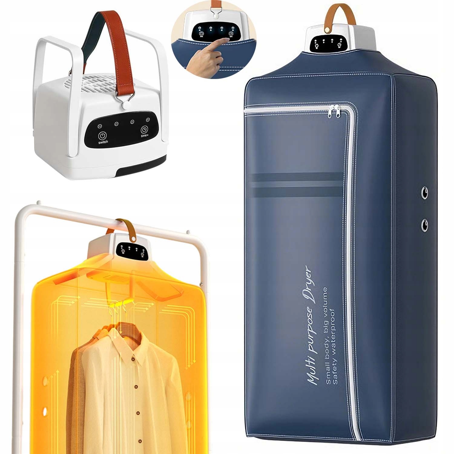 Levně 600W Elektrická Sušák Na Prádlo, Skládací Časovač, 4 Nastavení Času 360°