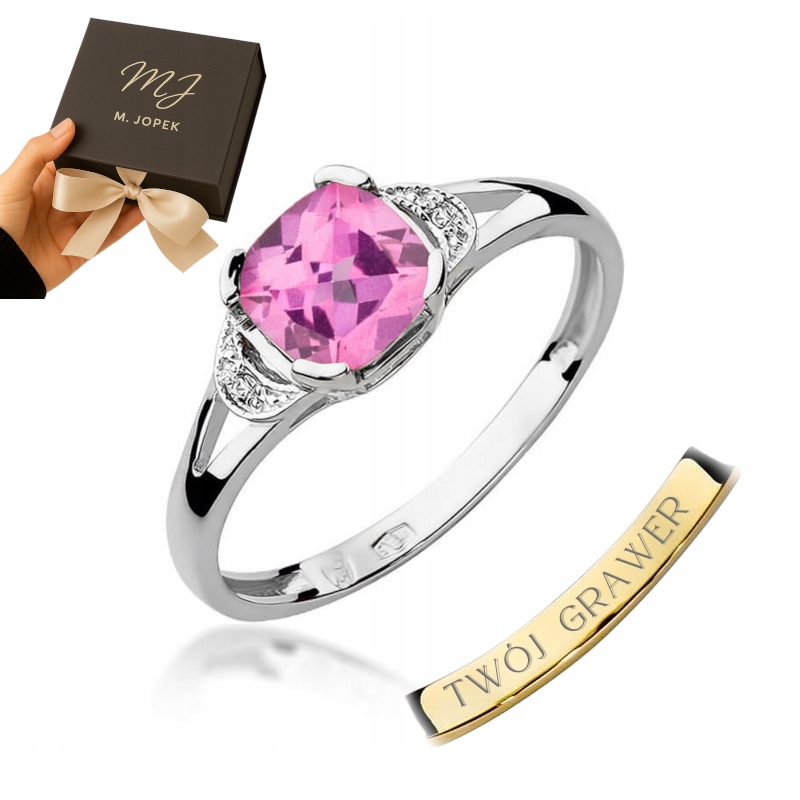 Prstýnek Z Bílého Zlata 585 S Růžovým Topazem 1,10 ct Gravírování M.jopek