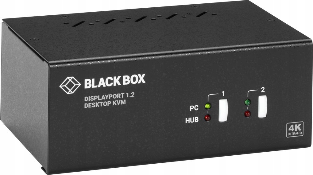Black Box KV6222DP 2-Port KVM Switch, Dual-Monitor, DP 1.2, USB 3.0 Hub