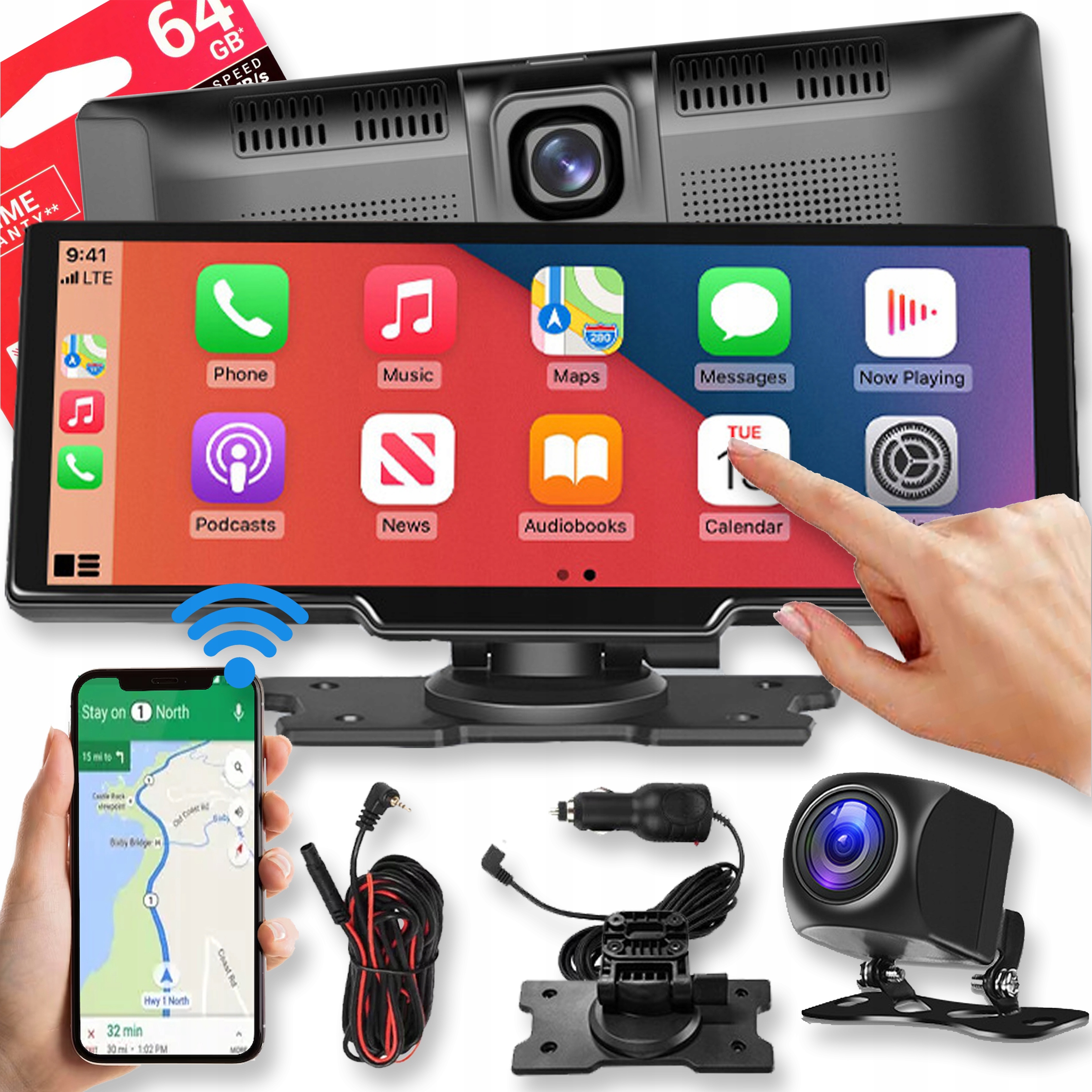 Monitor Samochodowy Android Carplay Auto Kamera Cofania 10" Polskie Menu