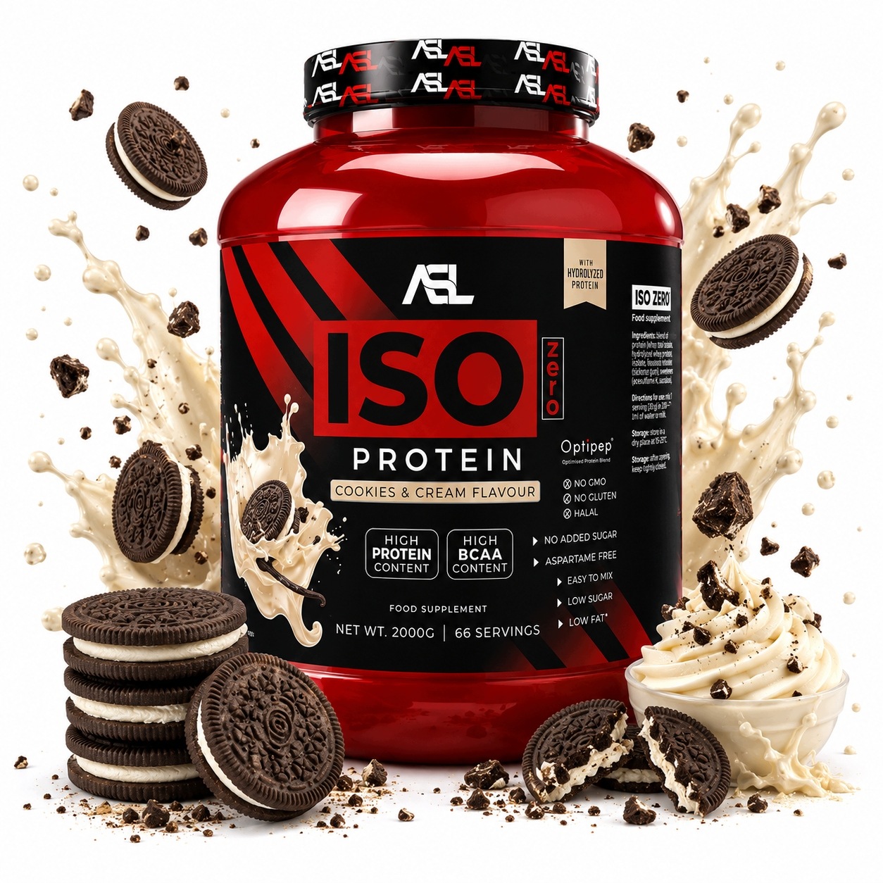 Asl All Sports Labs Iso Zero Protein 2000 g izolát Wpi sušenka s krémem