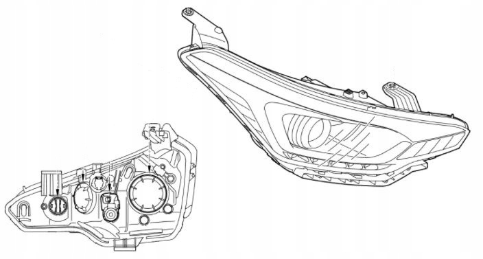 Hyundai i20 (2012-2020) Reflektor soczewkowy prawy