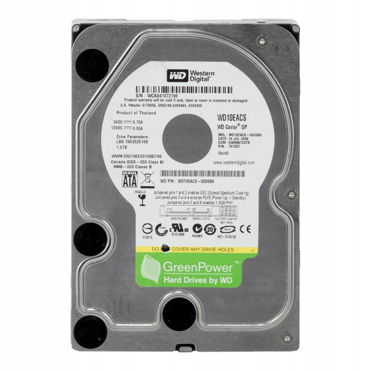Wd Caviar Gp 1TB Sata II 7.2K 16MB 3.5'' WD10EACS