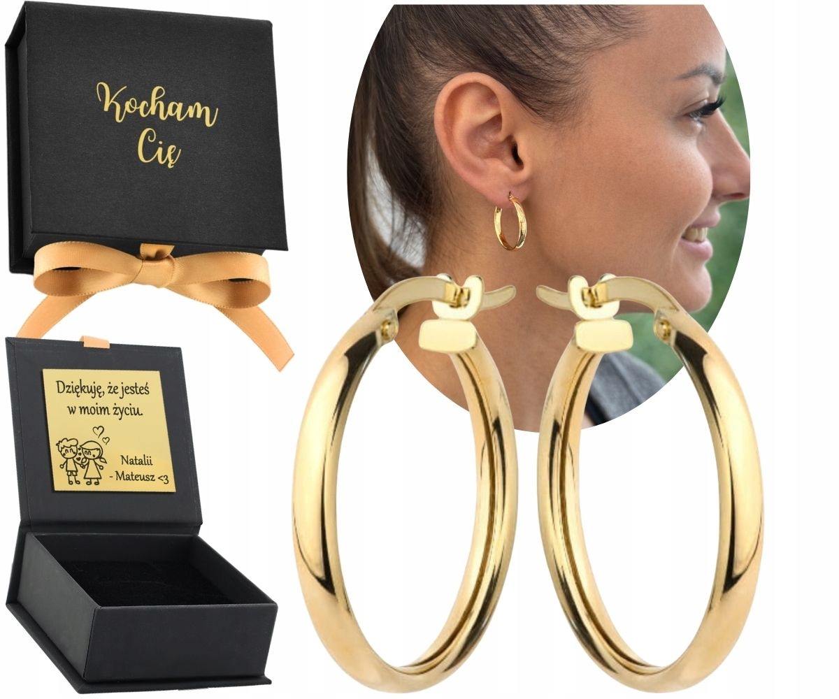 Złote Kolczyki Kółka Na Angielskim Zapięciu 2,2Cm 22Mm Angielskie Zapięcie