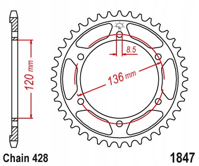 Zadní zadní ozubení velké Yamaha Tdr 125 57 zubů