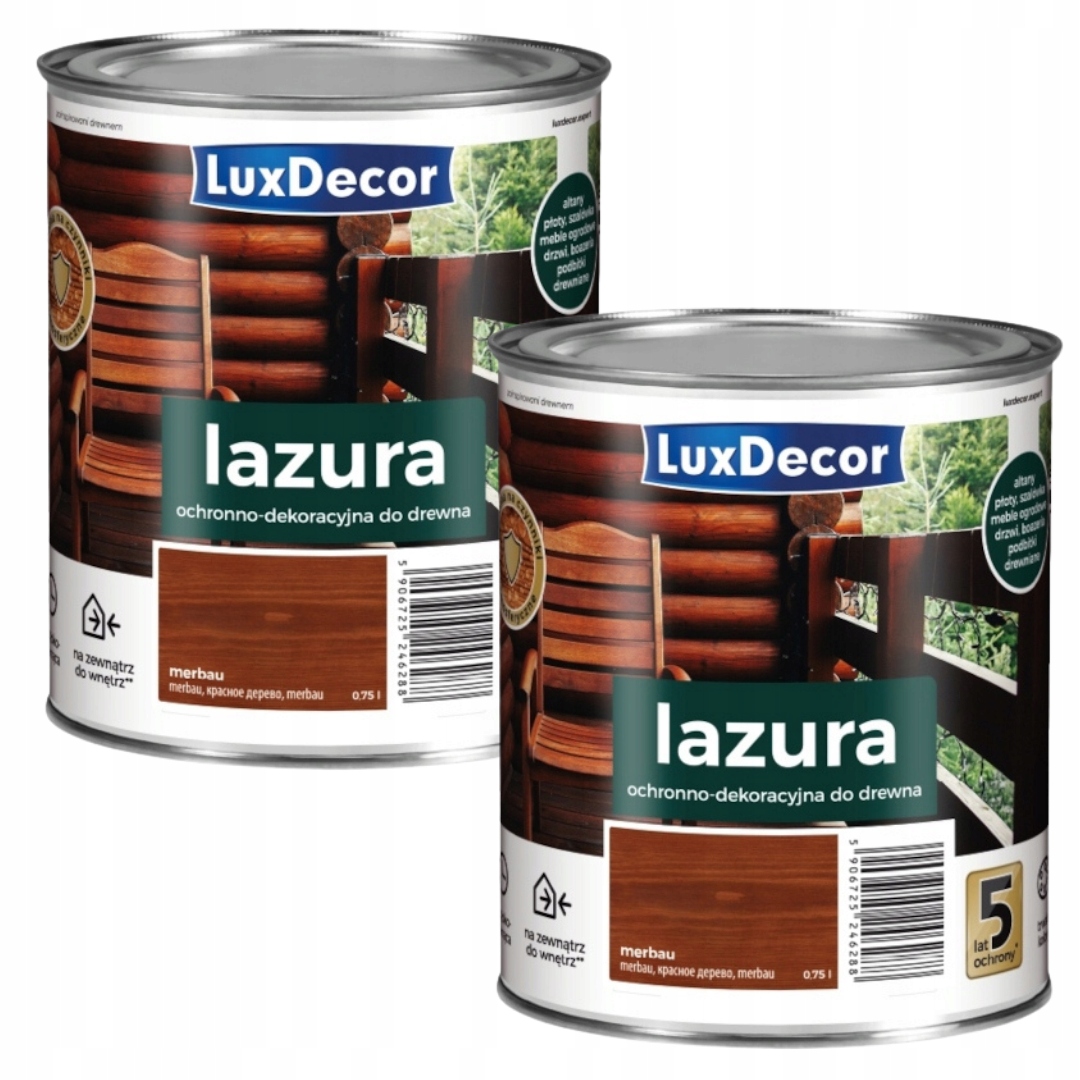 Sada 2KS Luxdecor Ochranná A Dekoratívna Lazúra Na Drevo 4,5 L Merbau