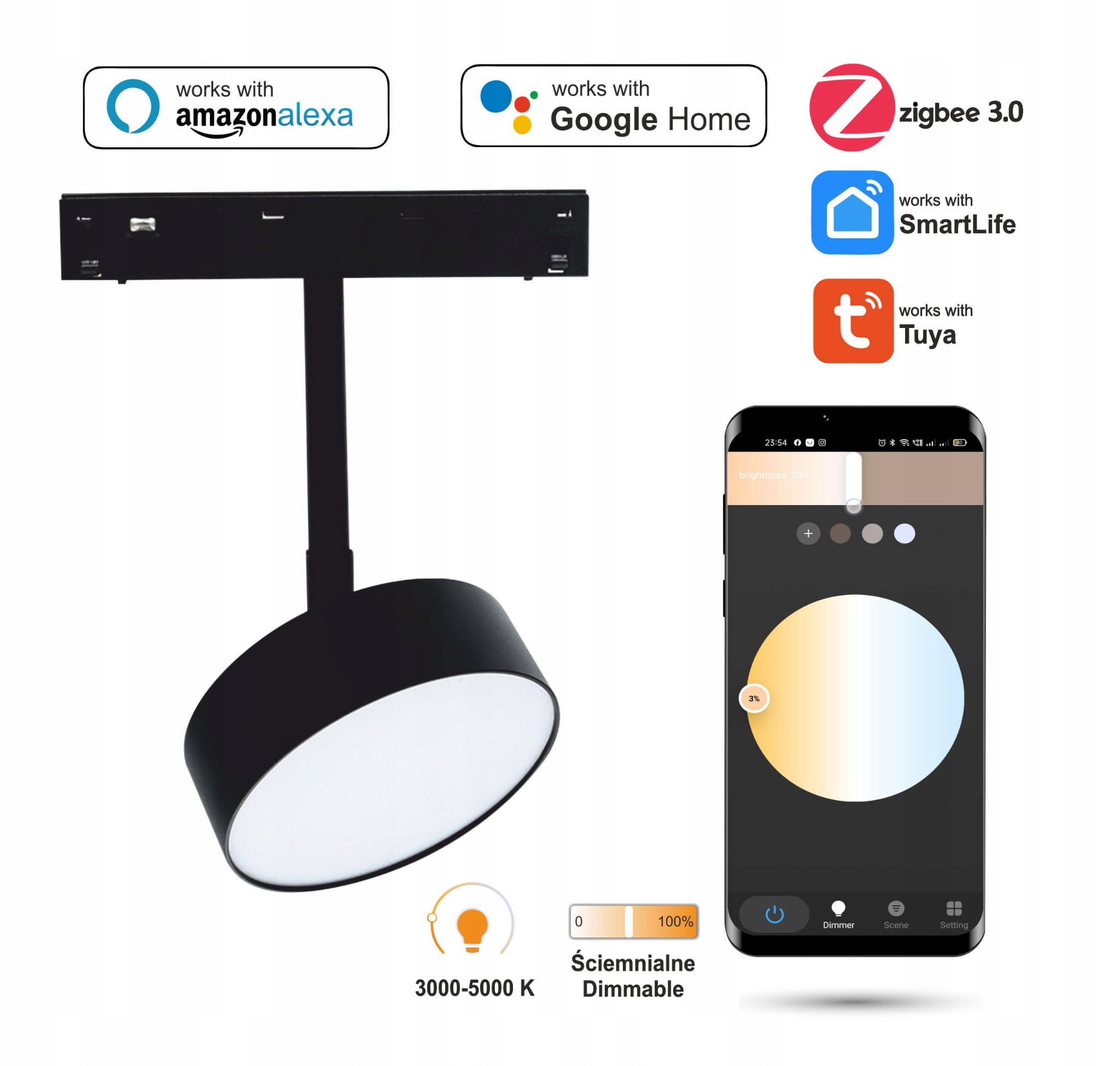 Reflektor Spot Flood Led Zigbee 18W pre magnetické lišty Smart Track 48VDC