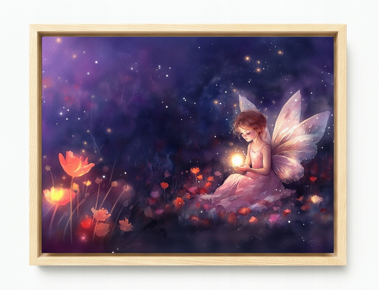 Obraz Rám Americký Box Děti Dívka Víla Motýl Květiny Kouzla 80x60