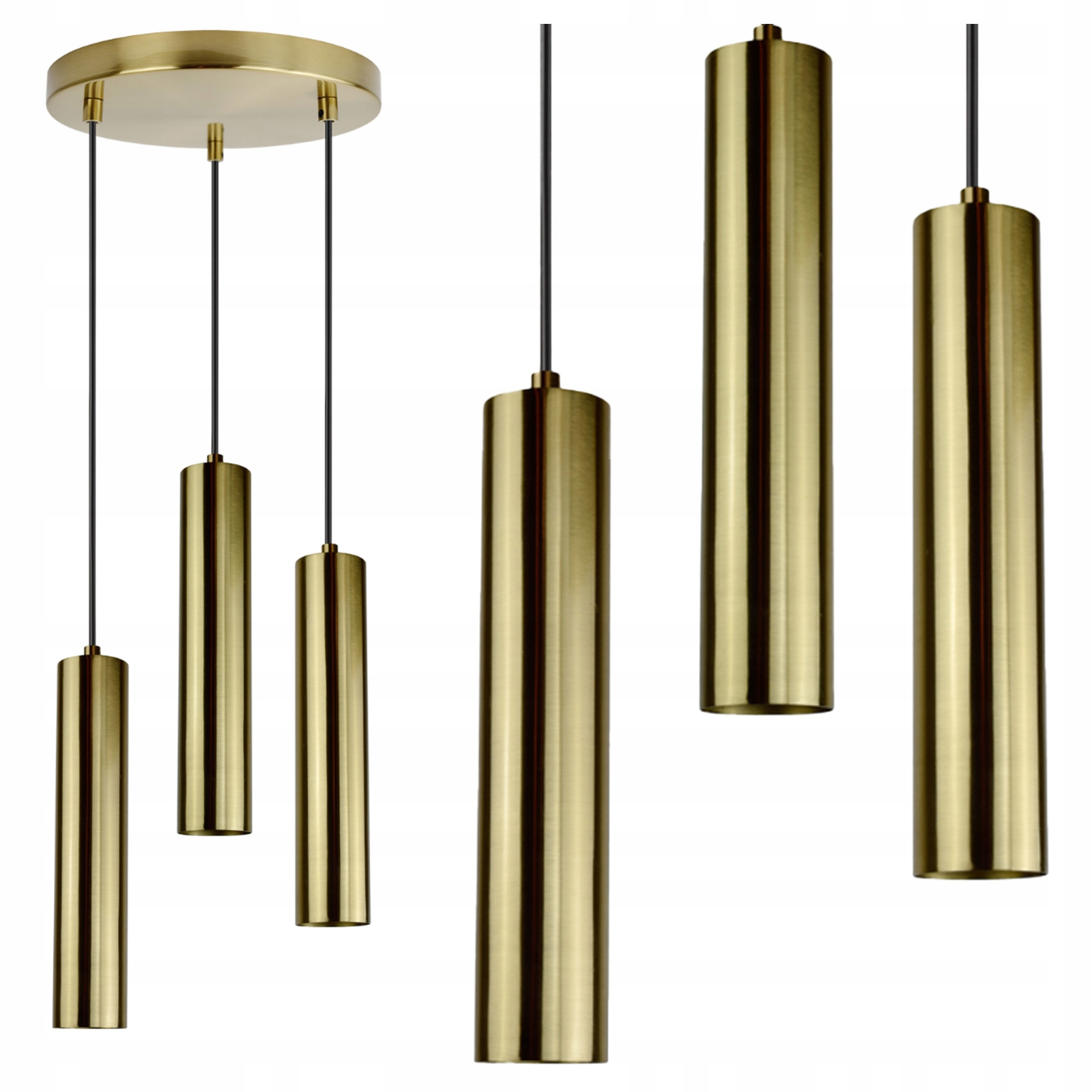 Závesná Led stropná lampa Regulovateľná moderná trubica 3x GU10 zlatá