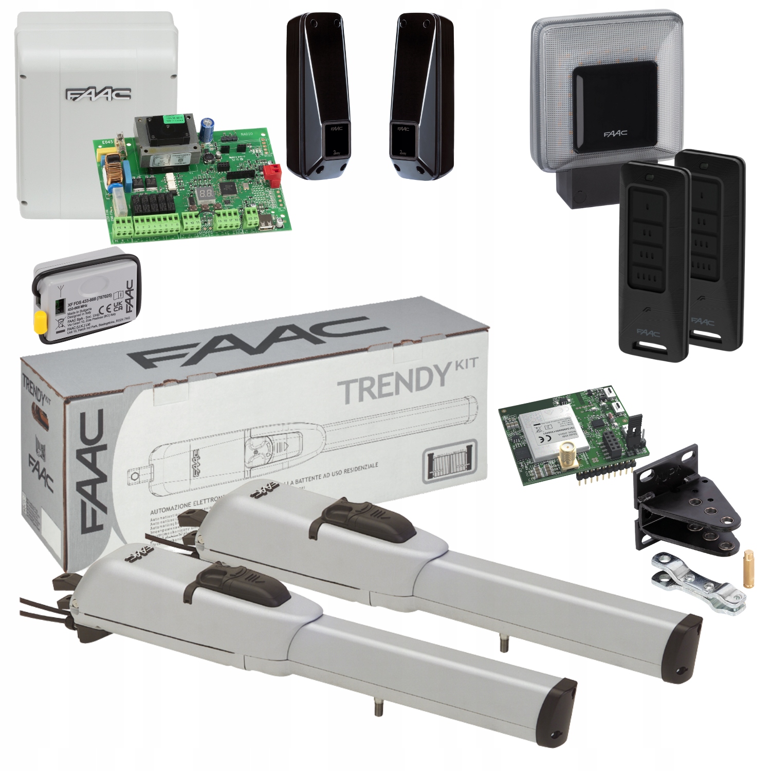 Faac Trendy Smart Lte+ Lampa+ Pilot XT4 Fds 2szt napęd bramy dwuskrzydłowej