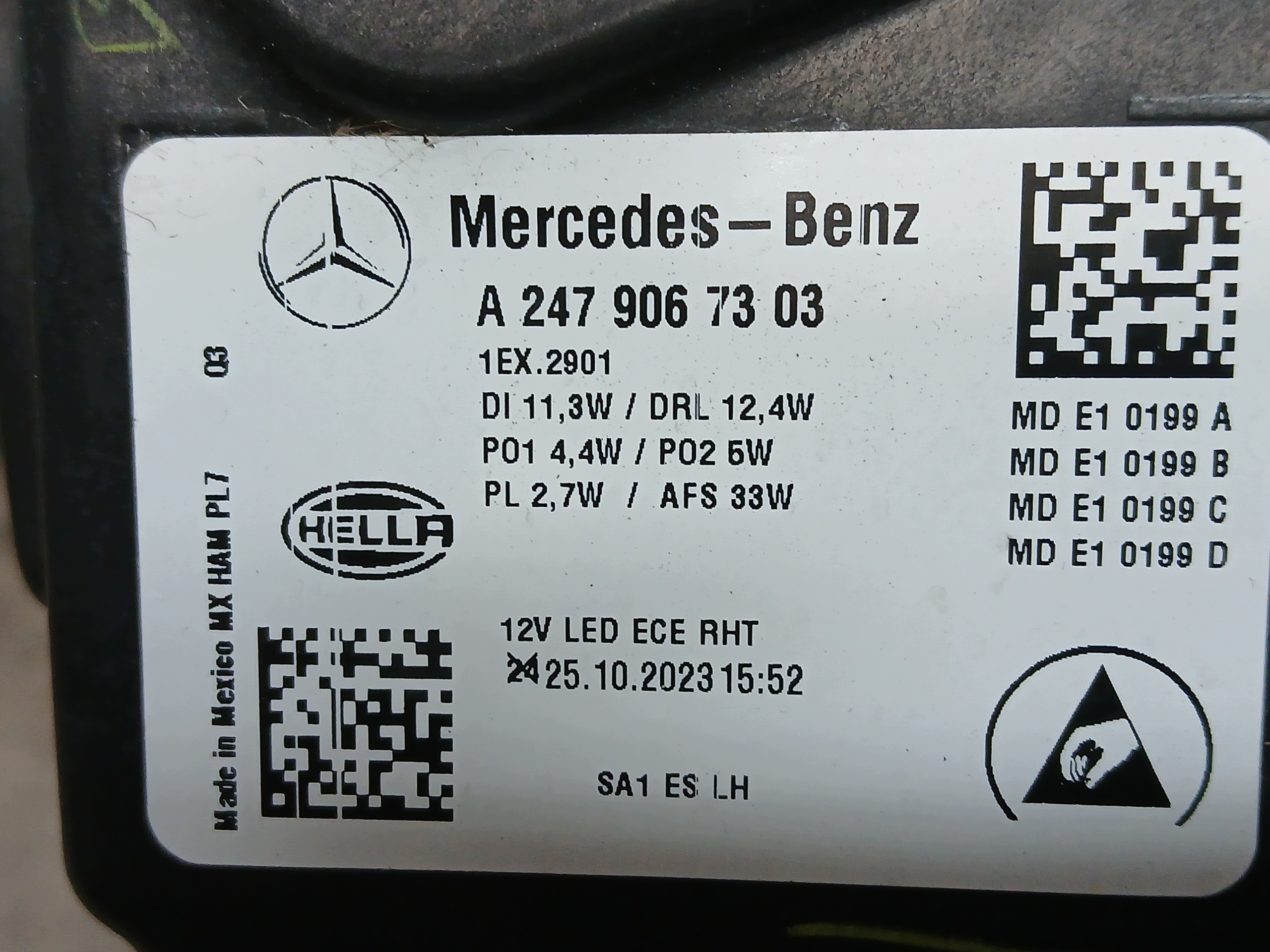 light front left MERCEDES GLB W247 A247 FULL LED HP LIFT 23- A2479067303