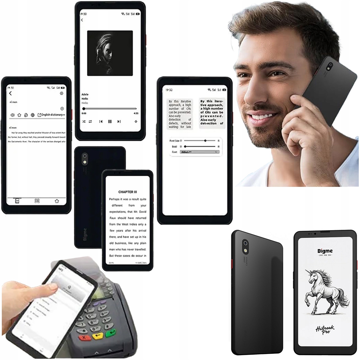 Bigme Hibreak Pro 2v1 Čtečka E-knih Smartphone černo-bílý 6,13" 8/256 Gb