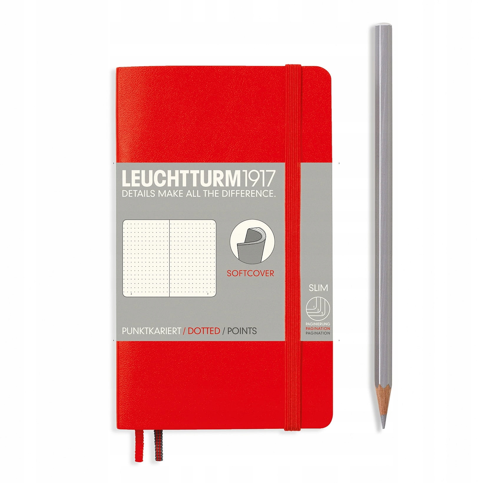 Notatnik Leuchtturm1917 Pocket A6, miękka oprawa, kropki, czerwony