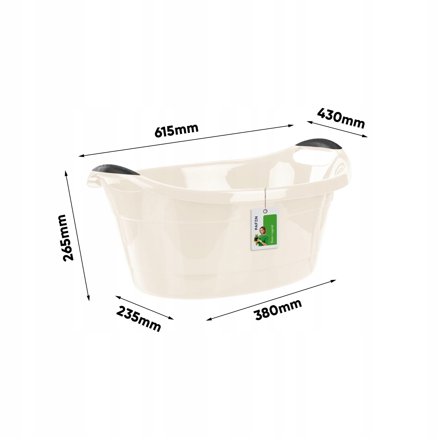 Komplet misek owalnych na pranie 62 71cm beżowe Pojemność 65 l