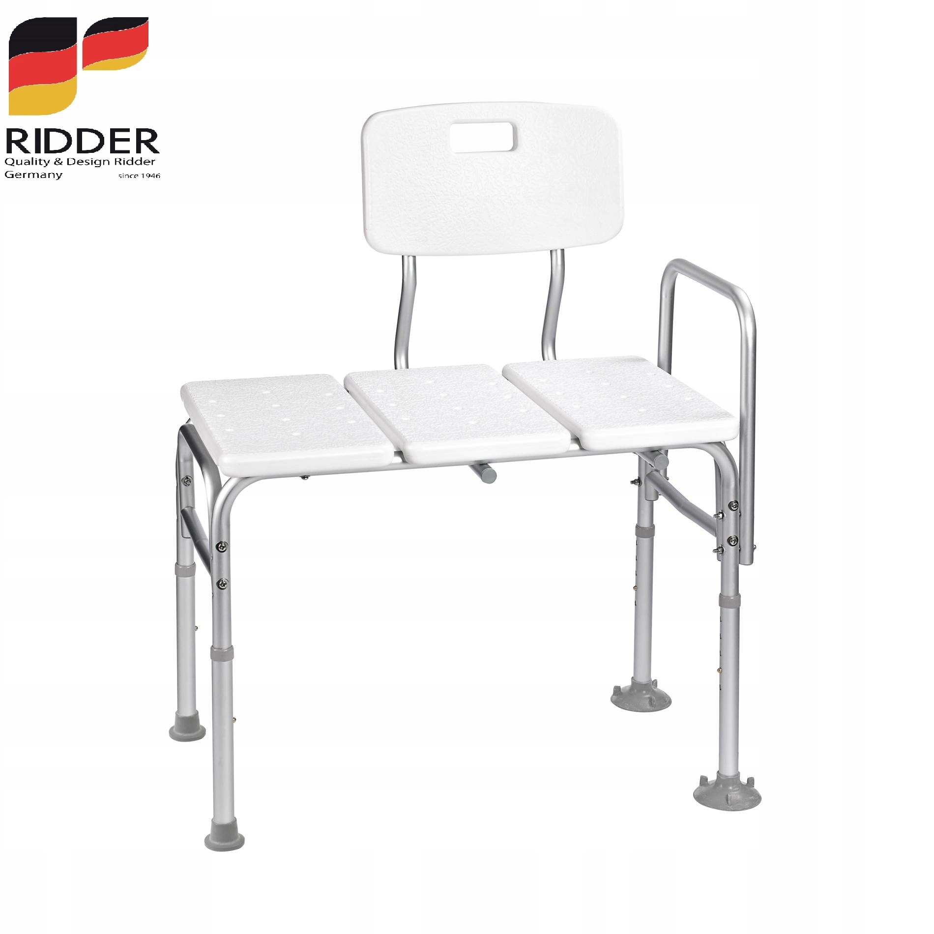 Ridder Sam Stabilna ławka z aluminium regulowana do wanny z oparciem, 150kg