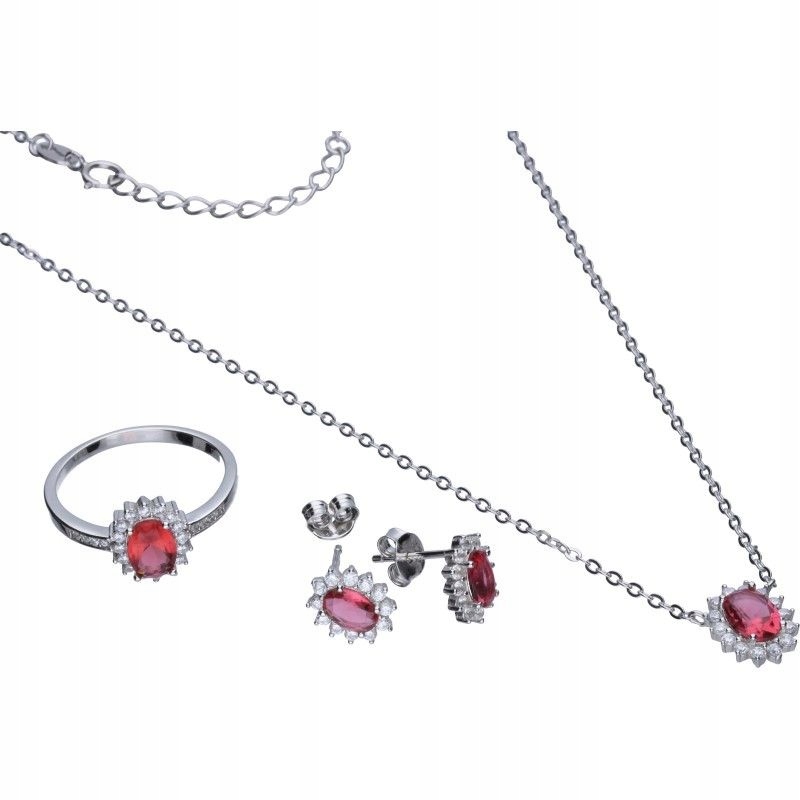 Dámský komplet ze stříbra 925 s jasně červenými zirkony jako dárek