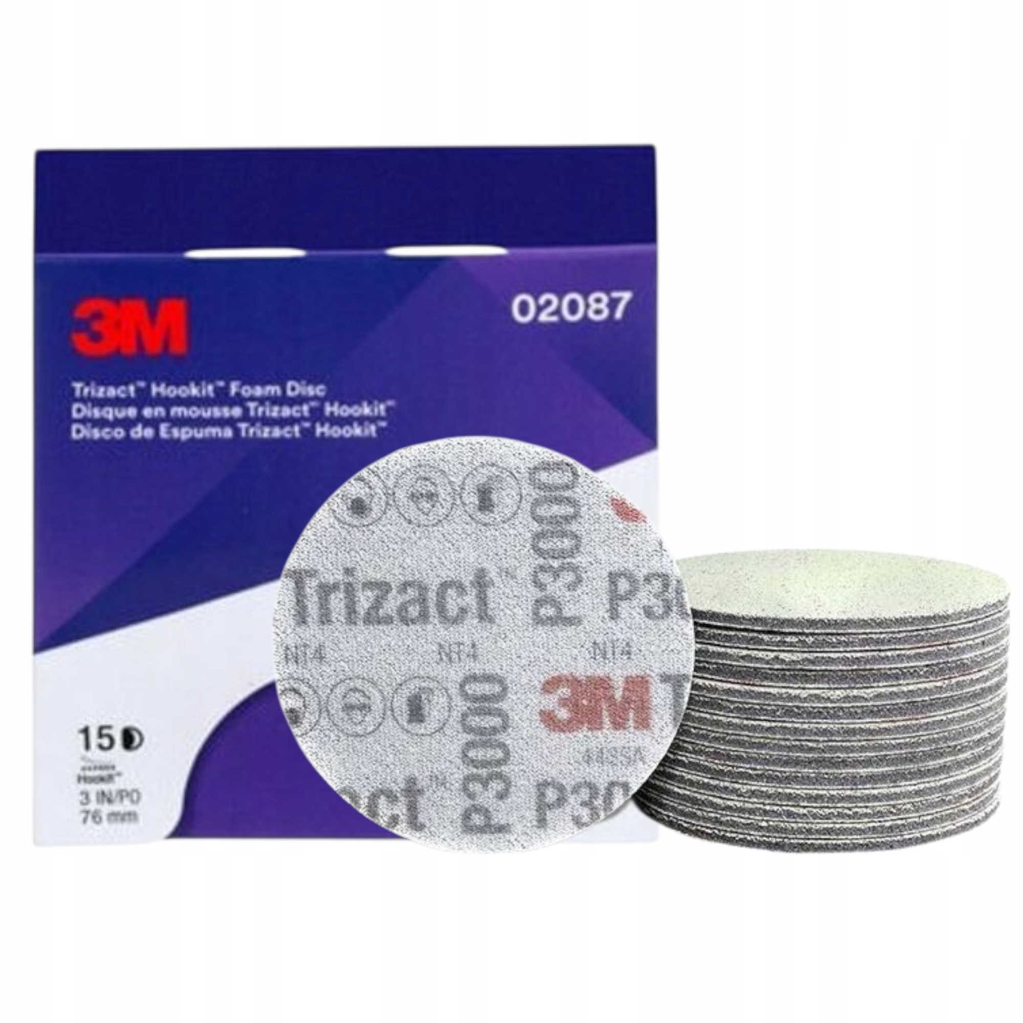 3m Trizact 02087 P3000 Hookit 76 mm Penový disk na mokrý lak 15 ks