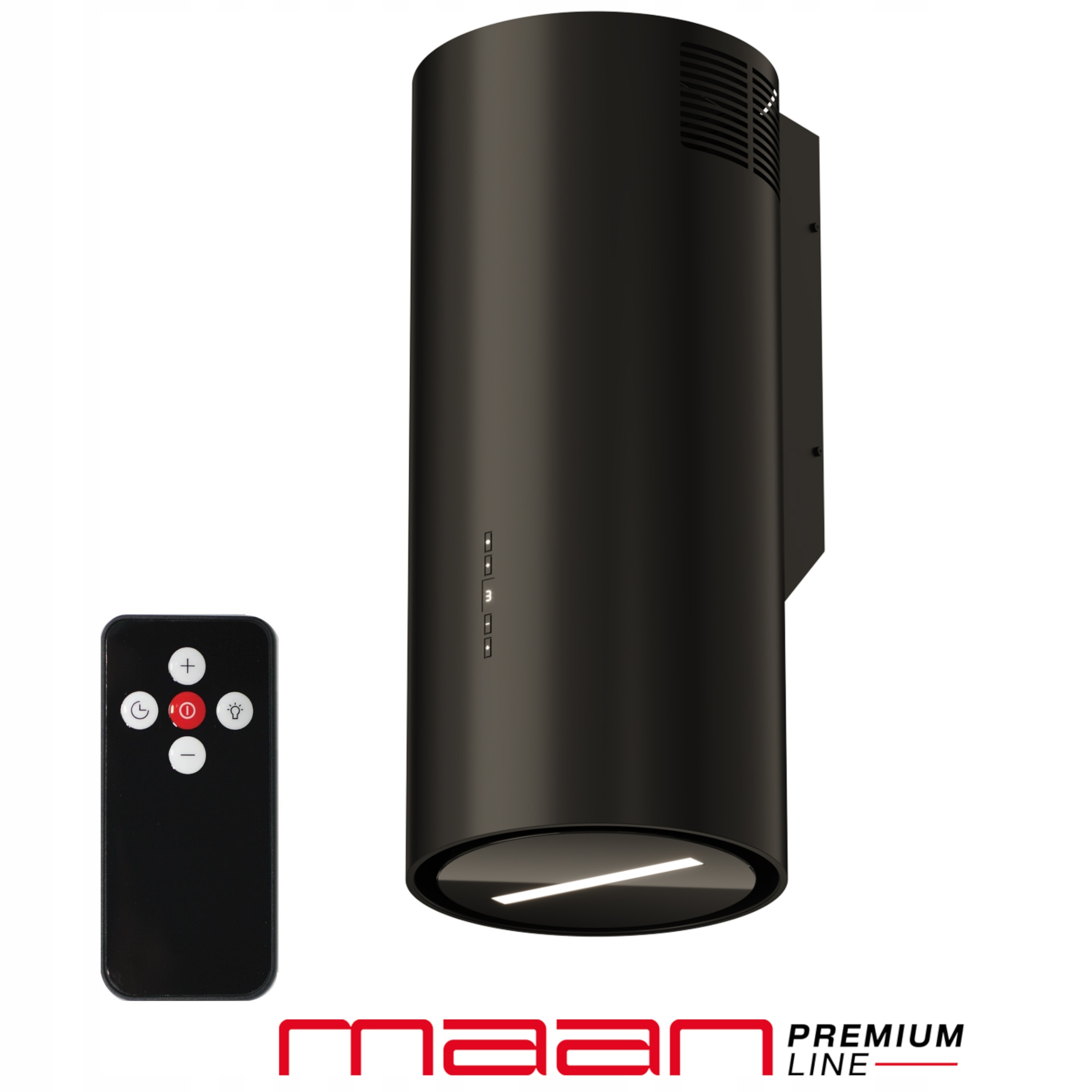 Okap kuchenny Przyścienny Kominowy 31cm Tuba Maan Malwa Czarny Pasek Led