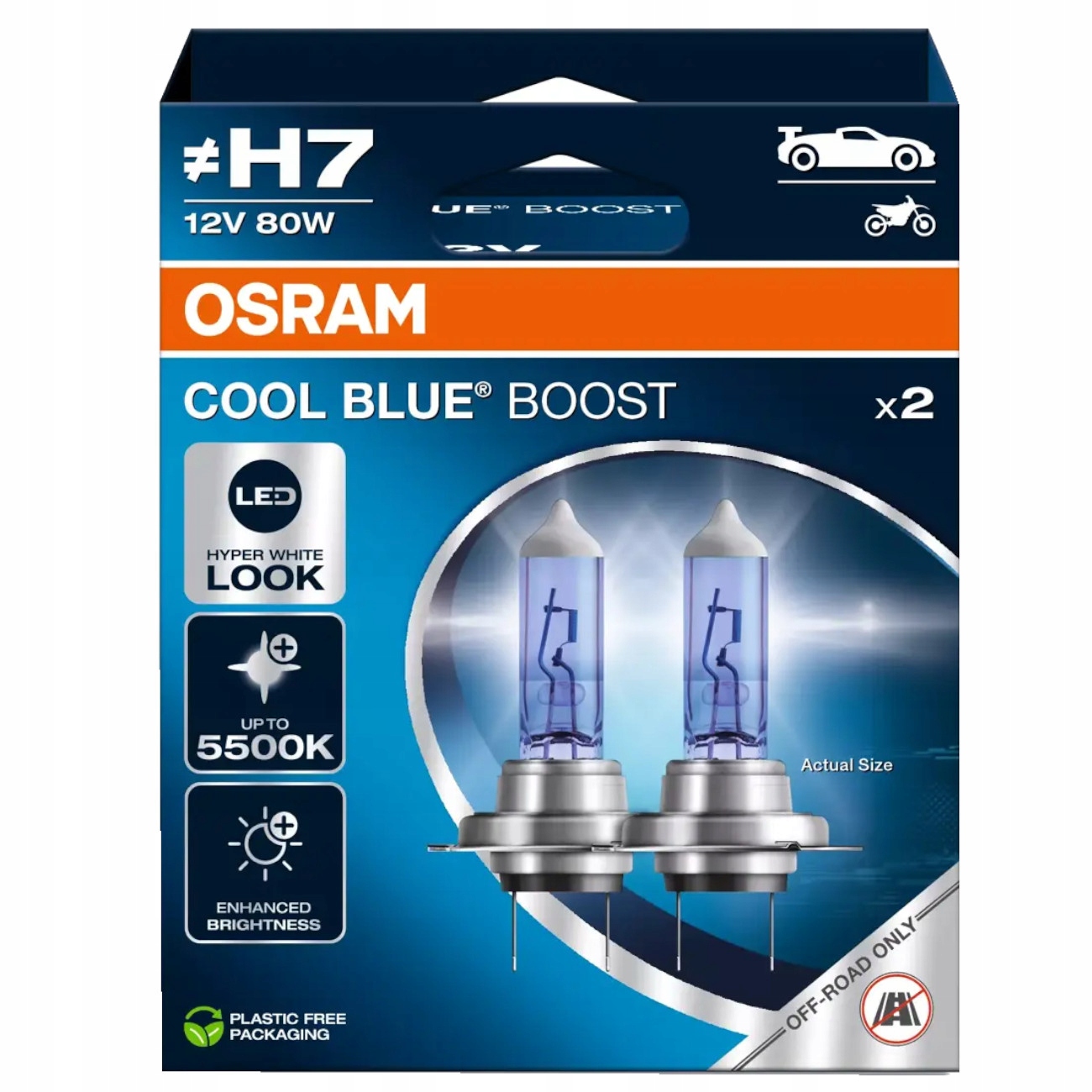 H7 Osram Cool Blue Boost Żarówki 5500K Led Hyper White Look 80W