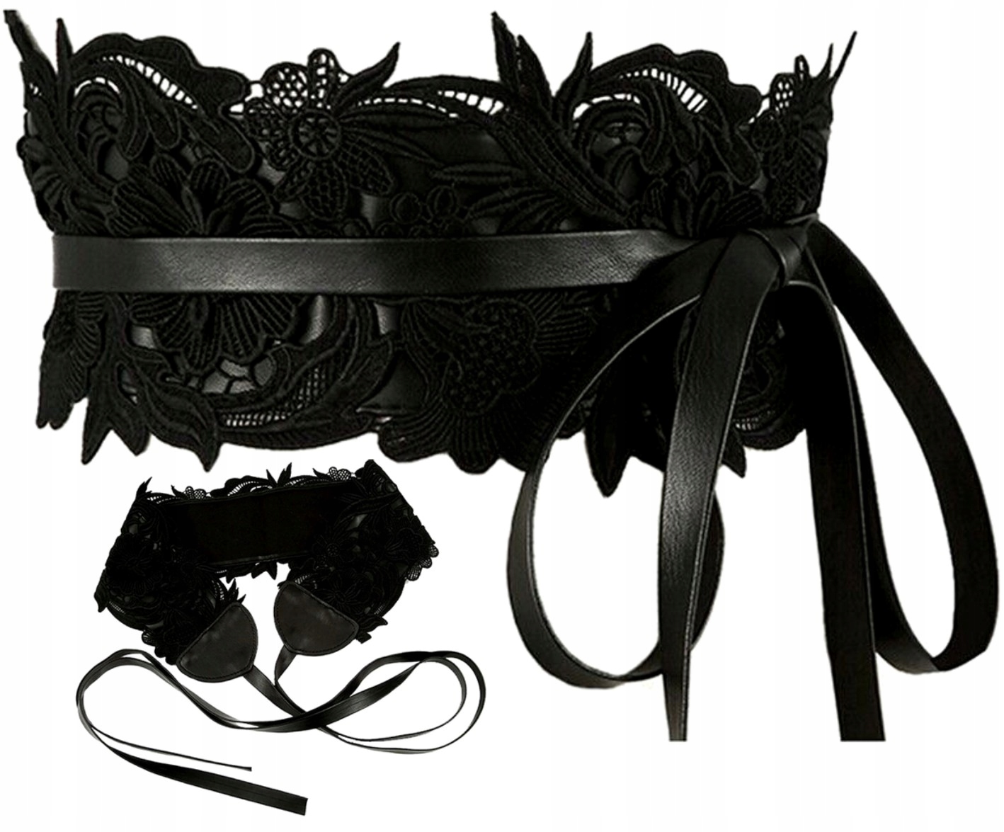 

Pasek Czarny Damski koronka wiązany do sukienki