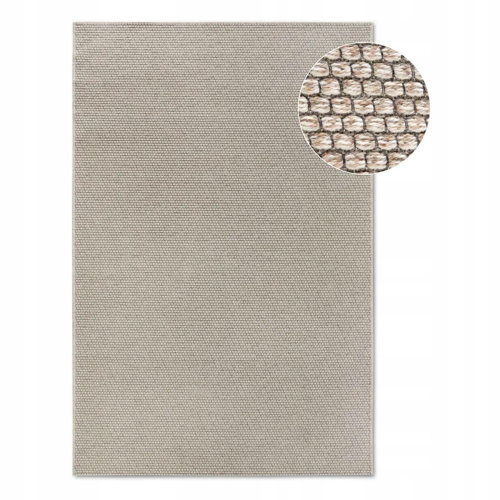 Vlnený slučkový koberec 160 x 230 cm, ručne tkaný, béžový, jednofarebný