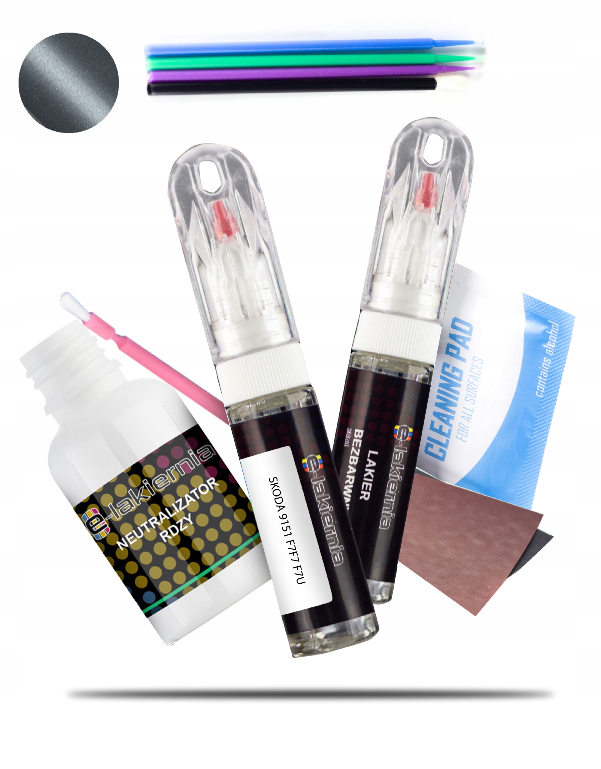 LAKIER ZAPRAWKOWY ZESTAW NA RDZĘ ZAPRAWKA SAMOCHODOWY SKODA 9151 F7F7 F7U