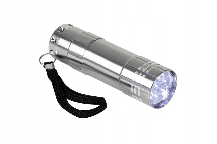 

Latarka 9 Led Uniwersalna Srebrna Aluminiowa Aaa