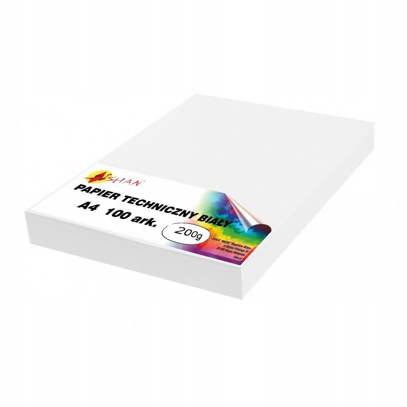 

Papier techniczny brystol A4 biały 200g 100 ark