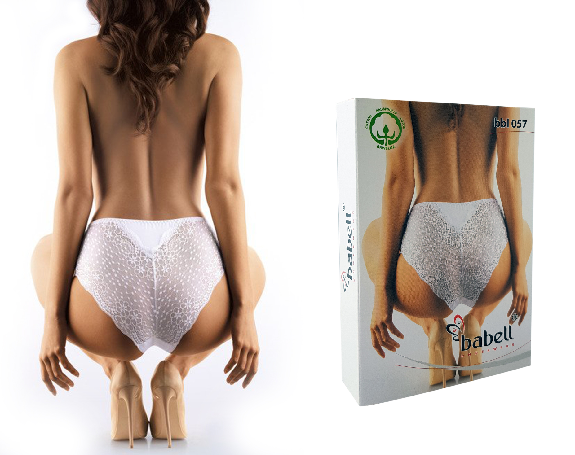 

Majtki Babell 057 - Bawełna Koronka - Białe - XL