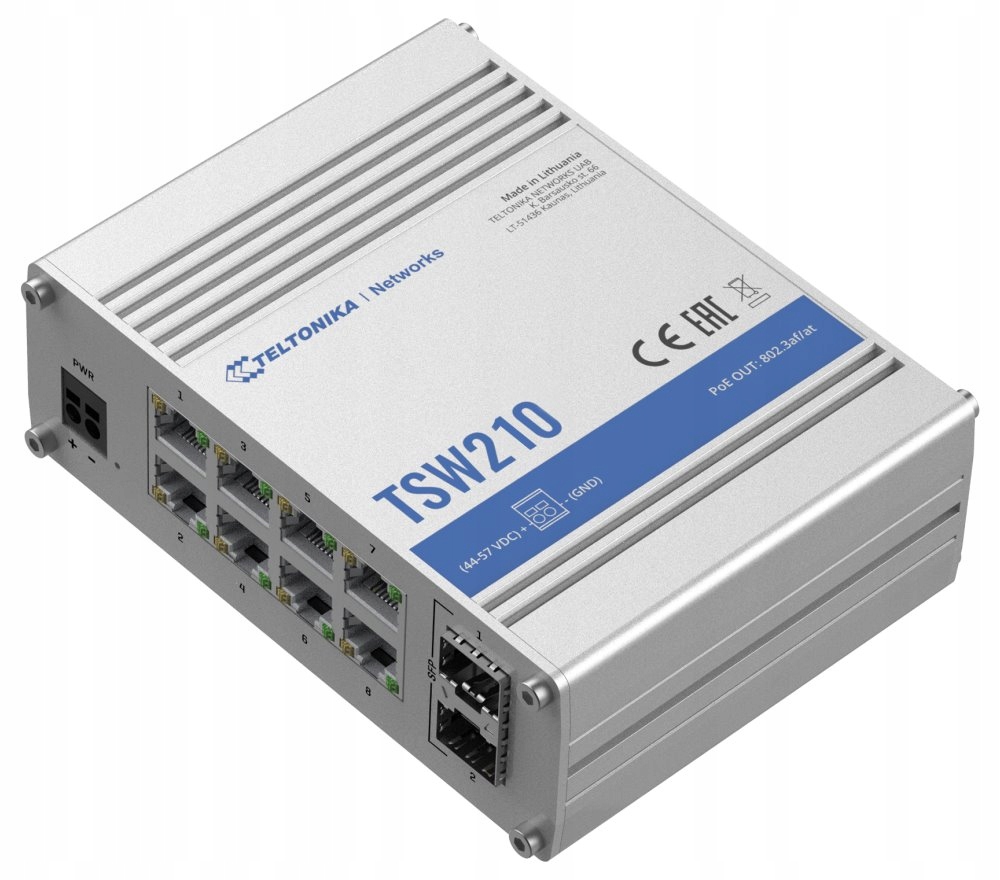 Teltonika průmyslový nemanažovaný switch TSW210 8port 10/100/1000M 2x Sfp