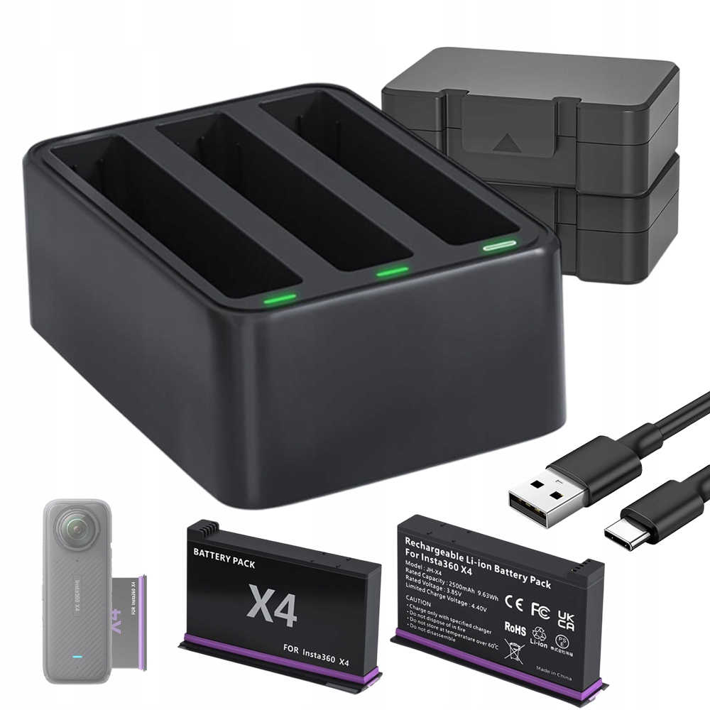 Přenosná Usb Nabíječka Baterií Pro INSTA360 X4 S 10 Úrovněmi Ochrany 2AKU