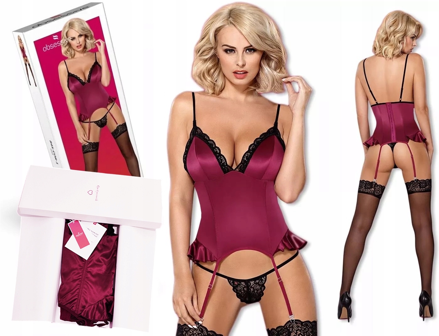 BIELIZNA EROTYCZNA damska obsessive GORSET stringi