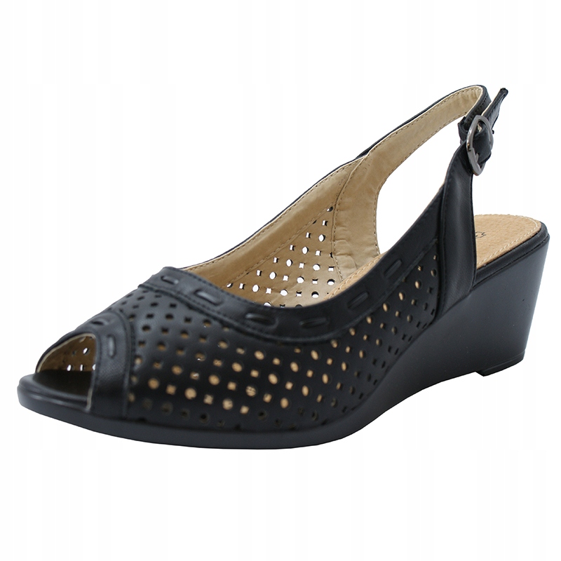 Sandály vč. kůže na podpatku Širší, lehké, měkké, Ažurové Wojtyłko 38