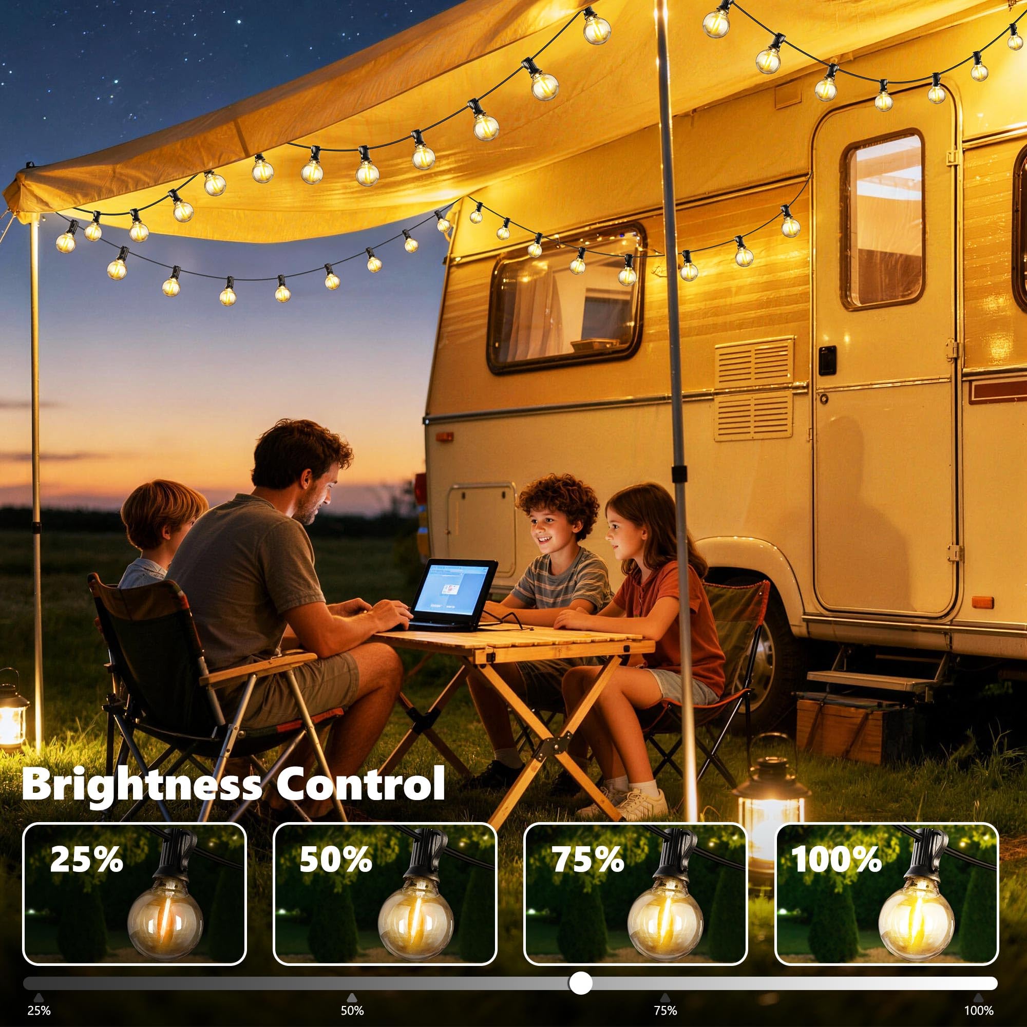 JOOMER Zewnętrzne Lampki LED 30M 42+1 G40 Żarówki Wodoodporne Dimmable — miniatura 4