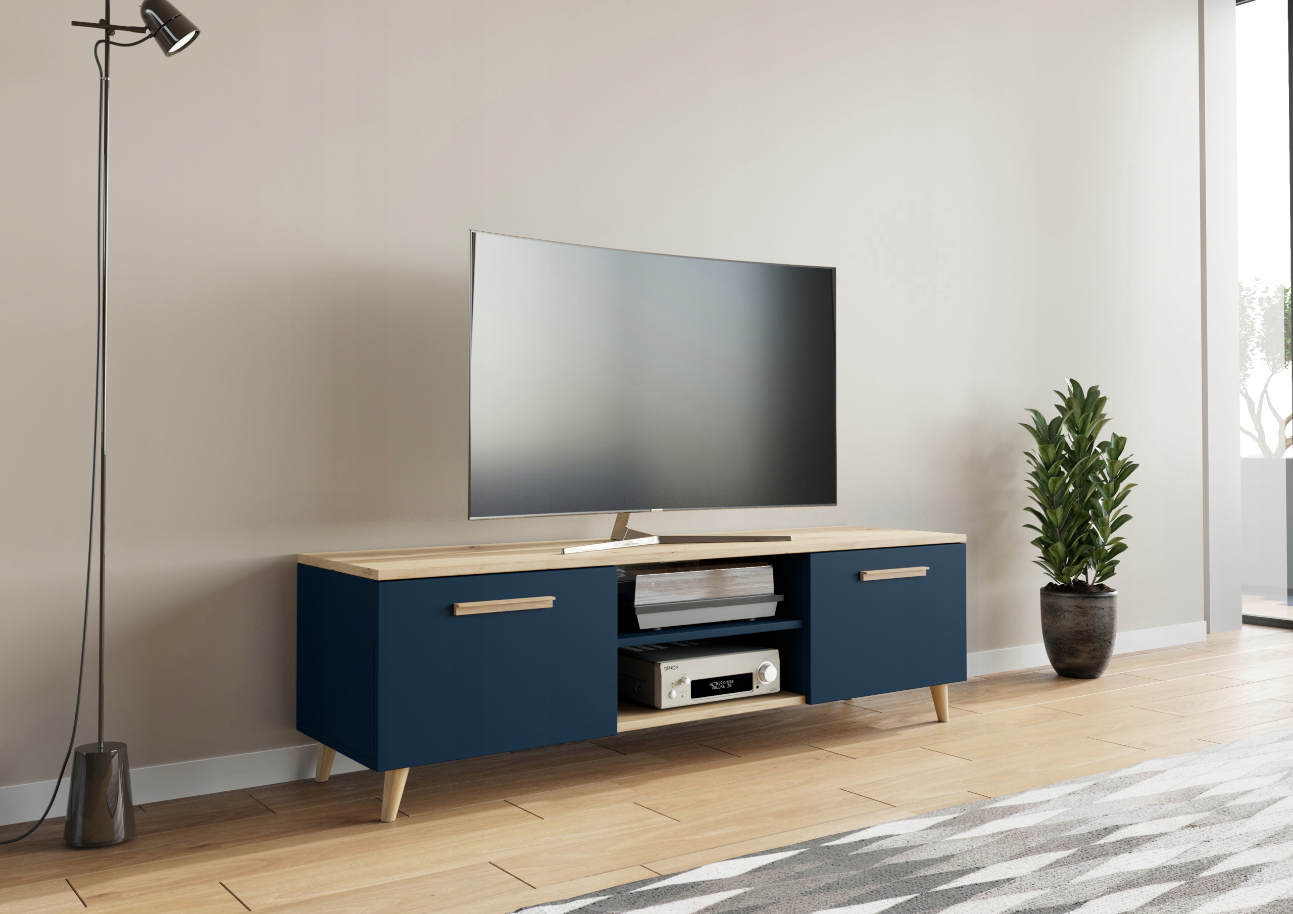 

Stolik Tv Granatowy Szafka Rtv 150 cm Bergen