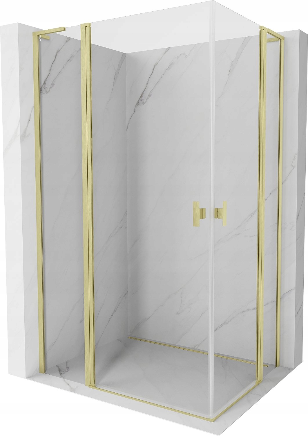 Mexen Mist L Duo Kabina Prysznicowa 110X95 CM Transparent Złota Szczotka