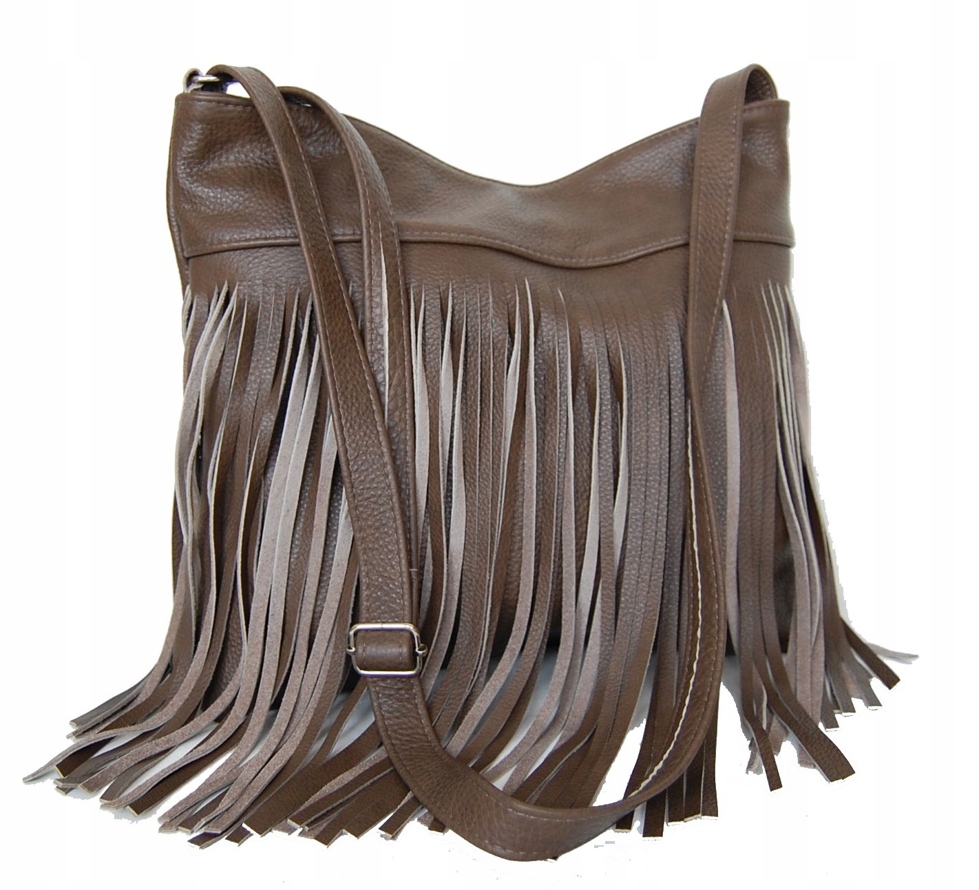 TOREBKA Z FRĘDZLAMI NA RAMIĘ SKÓRA 100% - HANDMADE Materiał dominujący skóra naturalna