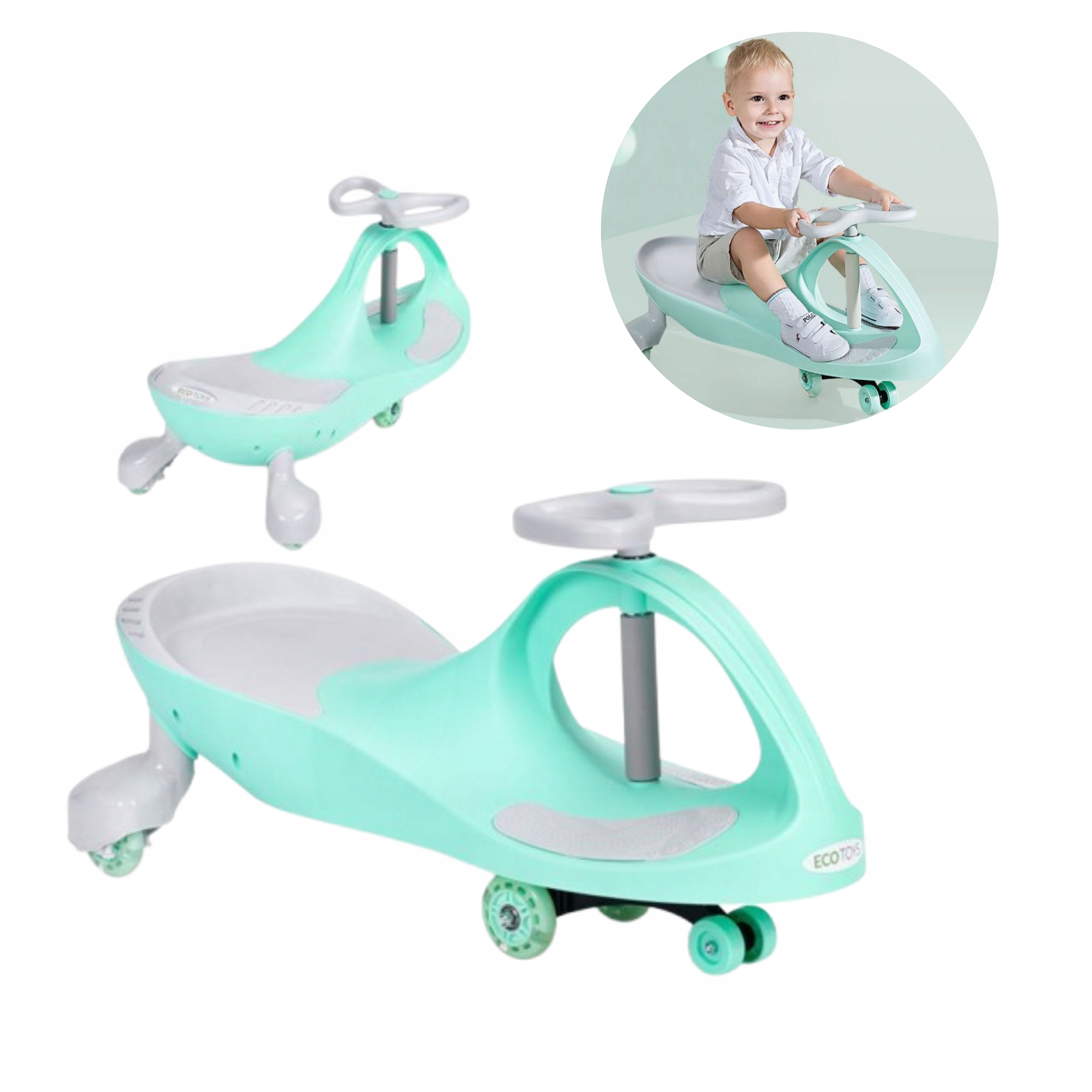 Jeździk Grawitacyjny Pojazd Dla Dzieci Koła Led Zielony