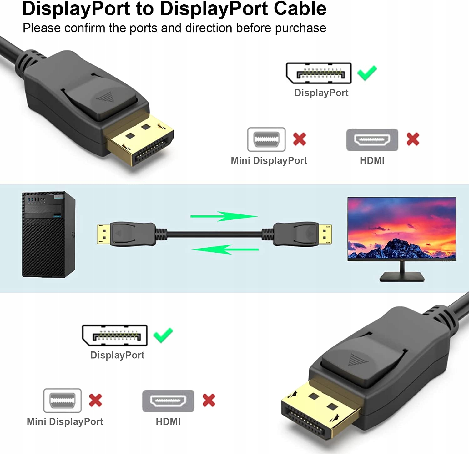Kabel przewód DisplayPort DP-DP 60Hz 4K 1.8m Kod producenta 18